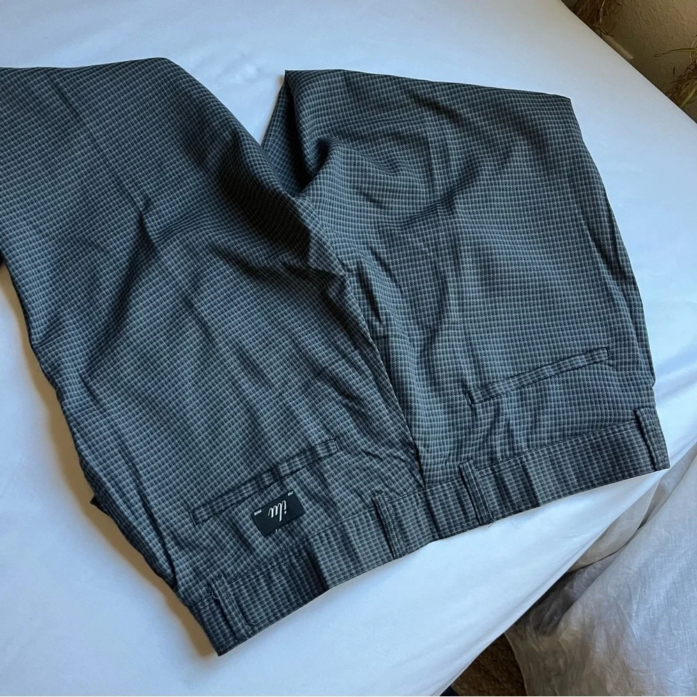 I LOVE UGLY grey plaid mens straight leg trousers‎